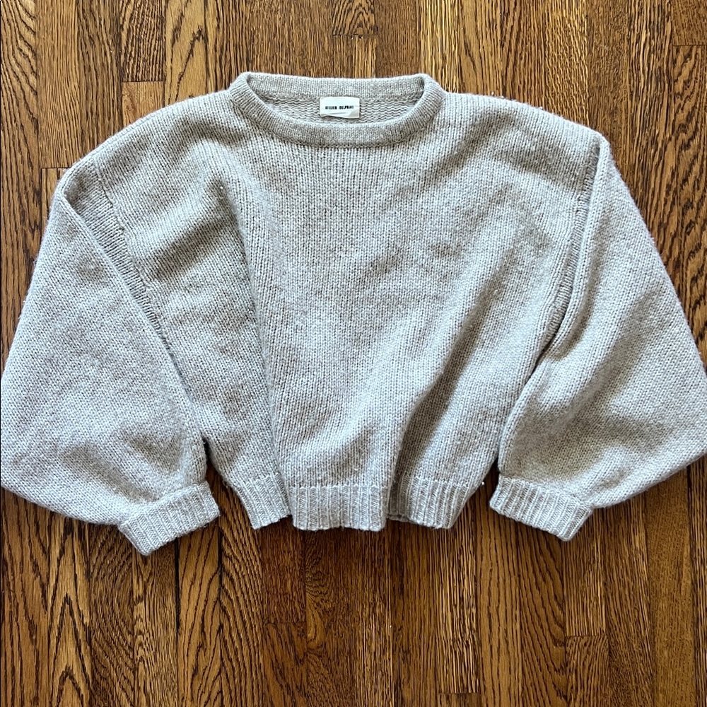 Atalier Delphine Balloon Sleeve Tan Sweater - Picture 2 of 9
